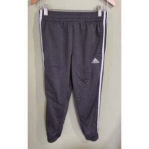 Adidas Boys Athletic Jogger Pants Gray White Stripes Size Med 10/12 Activewear